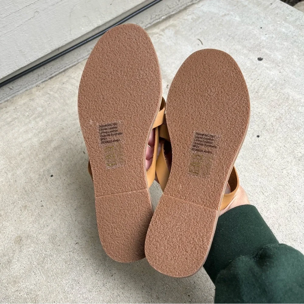 New Madewell The Boardwalk Thong Leather Flip Flop Neutral Minimalist Size 9